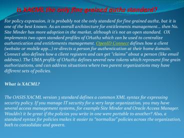 Is XACML the only fine grained authz standard ?