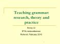 Teaching grammar: research, theory and practice PowerPoint PPT Presentation