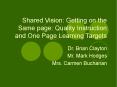 Shared Vision: Getting on the Same page: Quality Instruction and One Page Learning Targets PowerPoint PPT Presentation