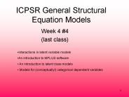 ICPSR General Structural Equation Models