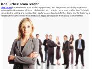 Jane Turbes- Team Leader