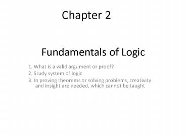 Fundamentals of Logic