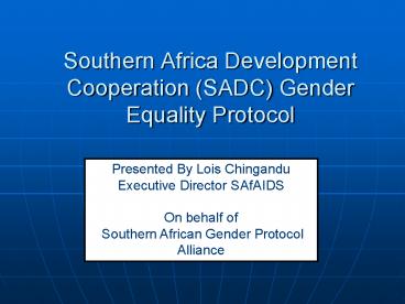 Southern Africa Development Cooperation (SADC) Gender Equality Protocol