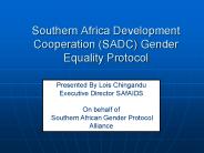 Southern Africa Development Cooperation (SADC) Gender Equality Protocol
