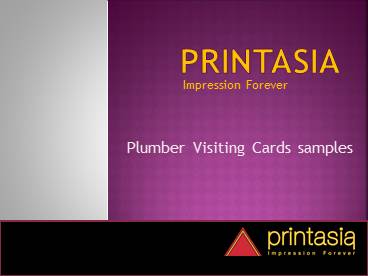 Plumber Business Visiting Card Printasia.in