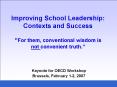 Improving School Leadership: Contexts and Success  PowerPoint PPT Presentation