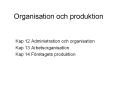 Organisation och produktion PowerPoint PPT Presentation