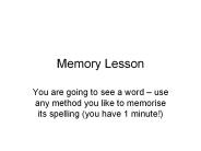 Memory Lesson