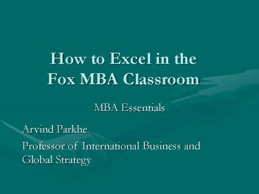 How to Excel in the Fox MBA Classroom