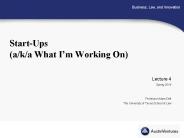Start-Ups (a/k/a What I