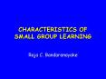 CHARACTERISTICS OF SMALL GROUP LEARNING PowerPoint PPT Presentation