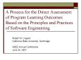 A Process for the Direct Assessment of Program Learning Outcomes Based on the Principles and Practices of Software Engineering PowerPoint PPT Presentation