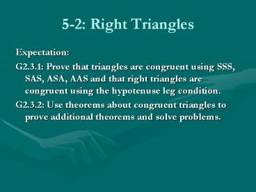 5-2: Right Triangles