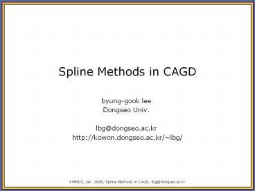 Spline Methods in CAGD