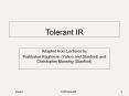 Tolerant IR PowerPoint PPT Presentation