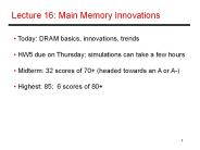Lecture 16: Main Memory Innovations