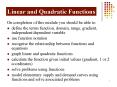 Linear and Quadratic Functions PowerPoint PPT Presentation