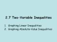2.7 Two-Variable Inequalities PowerPoint PPT Presentation