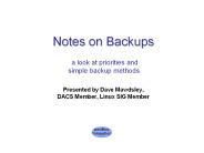 Notes on Backups