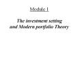 Module 1 The investment setting and Modern portfolio Theory PowerPoint PPT Presentation