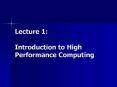 Lecture 1: Introduction to High Performance Computing PowerPoint PPT Presentation