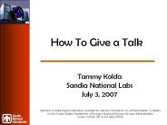How To Give a Talk