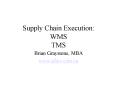 Supply Chain Execution: WMS TMS PowerPoint PPT Presentation