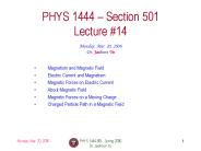PHYS 1444-501, Spring 2006