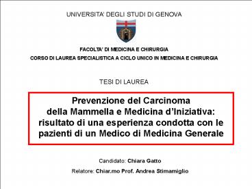 Prevenzione del Carcinoma della Mammella e Medicina d
