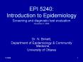 EPI 5240: Introduction to Epidemiology Screening and diagnostic test evaluation November 2, 2009 PowerPoint PPT Presentation