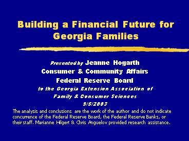 Building a Financial Future for Georgia Families