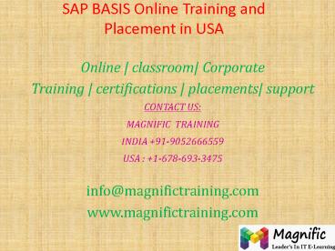 SAP BASIS Online Training and Placement in USA