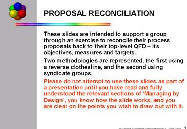 PROPOSAL RECONCILIATION