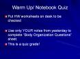 Warm Up/ Notebook Quiz PowerPoint PPT Presentation