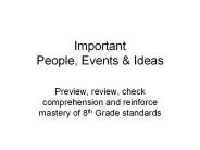 Important People, Events