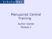 Manuscript Central Training