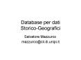 Database per dati Storico-Geografici PowerPoint PPT Presentation