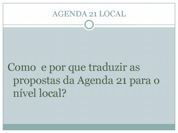 AGENDA 21 LOCAL