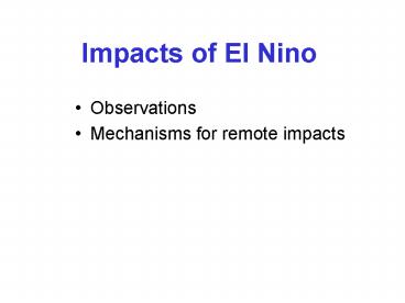 Impacts of El Nino