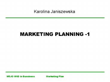 MARKETING PLANNING -1