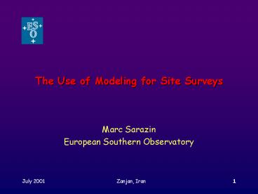 The Use of Modeling for Site Surveys