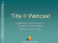 Title II Webcast PowerPoint PPT Presentation