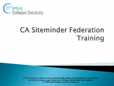 CA Siteminder Federation Training