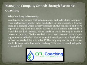 Managing Company Growth through Executive Coaching