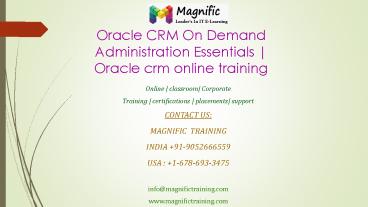 Oracle CRM On Demand Administration Essentials  Oracle crm online training