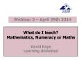 What do I teach? Mathematics, Numeracy or Maths David Kaye Learning Unlimited PowerPoint PPT Presentation