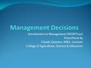 Management Decisions