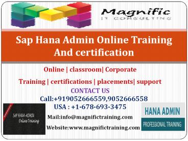 Sap Hana Admin Online Training And certification