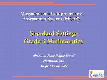 Standard Setting: Grade 3 Mathematics