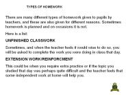 TYPES OF HOMEWORK